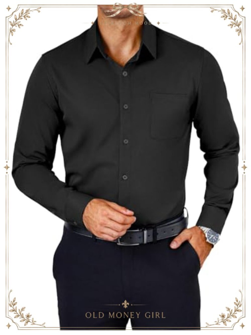 Mens Wrinkle Free Long Sleeve Button Down Dress Shirt Slim Fit Formal Business